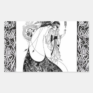 Sticker Rectangulaire Aubrey Beardsley La jupe du paon Art nouveau