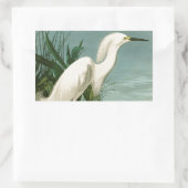 Sticker Rectangulaire Audubon Héron de neige Oiseaux d'aigrettes blanche (Sac)