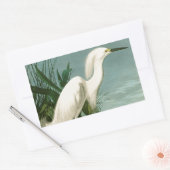 Sticker Rectangulaire Audubon Héron de neige Oiseaux d'aigrettes blanche (Enveloppe)