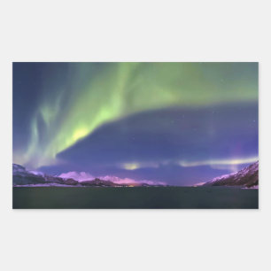 Sticker Rectangulaire Aurora Borealis au-dessus de Lyngenfjorden Norvège