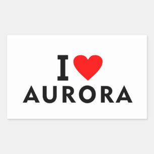 Sticker Rectangulaire Aurora États-Unis Amérique USA amour ville cœur l