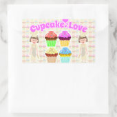 Sticker Rectangulaire Aussi mignon amour Cupcake aussi (Sac)