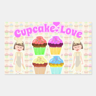 Sticker Rectangulaire Aussi mignon amour Cupcake aussi