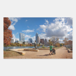 Sticker Rectangulaire Austin Texas Downtown Skyline - Ladybird Lake