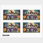Sticker Rectangulaire Australie Terrier Chiens Citrouille Halloween Funn (Feuille)