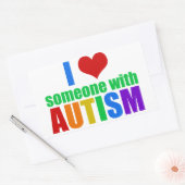 Sticker Rectangulaire Autism Love Rainbow Family Support Coloré Cute (Enveloppe)