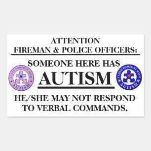 Sticker Rectangulaire AutismPuzzlePiece.com Autisme incendie/sécurité d'
