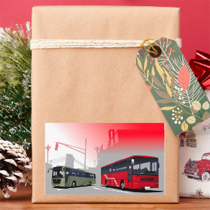 Sticker Rectangulaire Autobus urbains Red Green Coaches sur Urban Street
