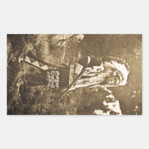 Sticker Rectangulaire Autochtone-Américain Ute Sioux Vintage