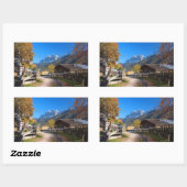 Sticker Rectangulaire Automne dans un village dans les dolomites en (Feuille)