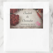 Sticker Rectangulaire Automne Floral Design Enregistrer La Date Mariage (Sac)