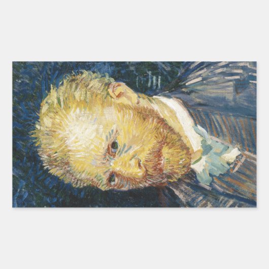 Sticker Rectangulaire Autoportrait Vincent van Gogh peinture fine art (Devant)