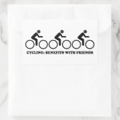 Sticker Rectangulaire Avantages du cyclisme avec des amis (Sac)