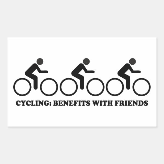 Sticker Rectangulaire Avantages du cyclisme avec des amis (Devant)