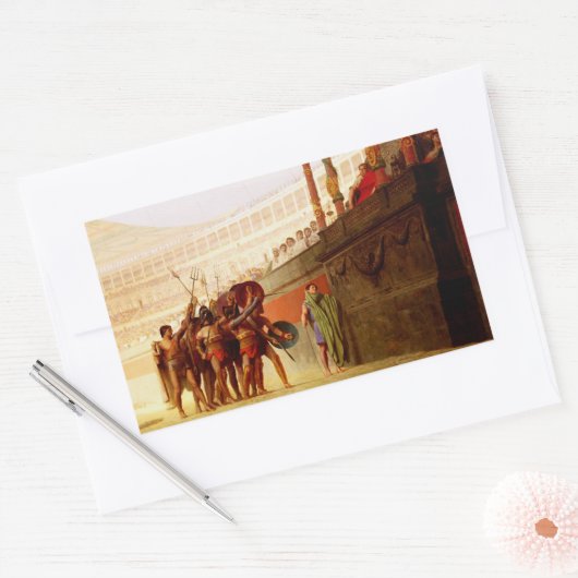 Sticker Rectangulaire Ave Caesar by Jean-Leon Gerome (Enveloppe)