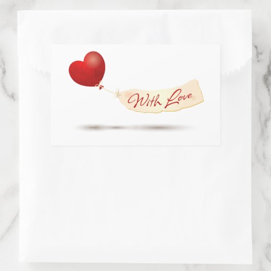 Sticker Rectangulaire Avec amour (Sac)