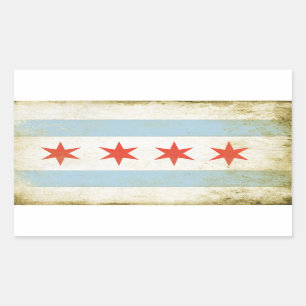 Sticker rectangulaire avec Distressed Chicago en d
