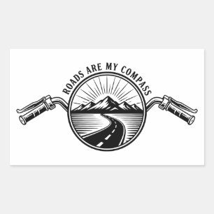 Sticker Rectangulaire Aventure à l'horizon en moto
