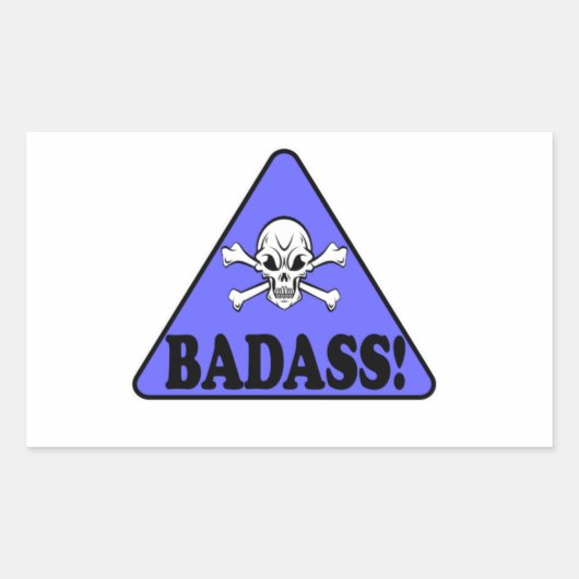 Sticker Rectangulaire Avertissement ! Badass (Devant)