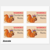 Sticker Rectangulaire Avertissement d'allergie aux noix d'écureuil (Feuille)