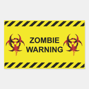Sticker Rectangulaire Avertissement de zombie