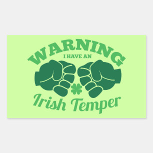 Sticker Rectangulaire AVERTISSEMENT J'ai un Temper irlandais ! de Awesom