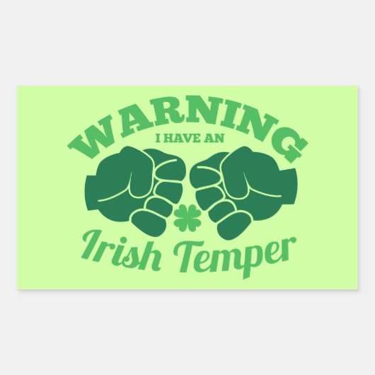 Sticker Rectangulaire AVERTISSEMENT J'ai un Temper irlandais ! de Awesom (Devant)