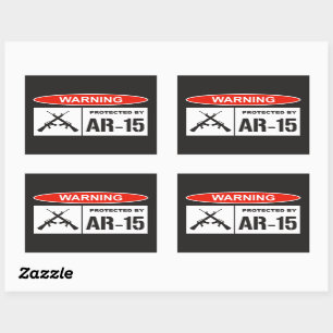 Sticker Rectangulaire Avertissement Protégé Par Entreprise Domestique AR