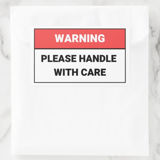 Sticker Rectangulaire Avertissement S'il vous plaît manipuler avec l'aut (Sac)