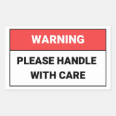 Sticker Rectangulaire Avertissement S'il vous plaît manipuler avec l'aut (Devant)