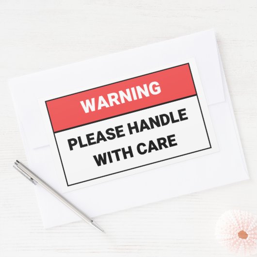 Sticker Rectangulaire Avertissement S'il vous plaît manipuler avec l'aut (Enveloppe)