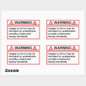 Sticker Rectangulaire Avertissement sur les normes de beauté (Feuille)