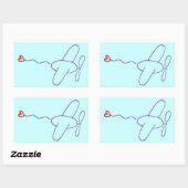 Sticker Rectangulaire Avion avec coeur (Feuille)