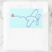 Sticker Rectangulaire Avion avec coeur (Sac)