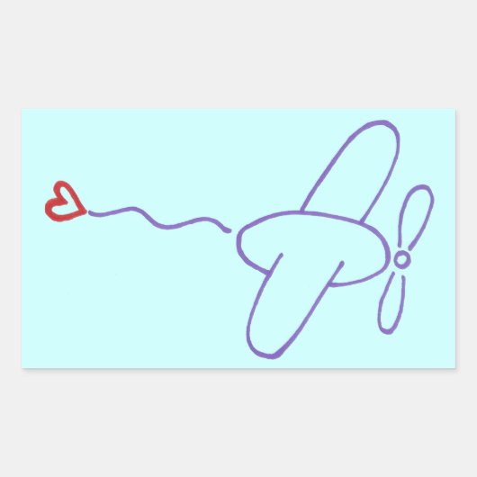 Sticker Rectangulaire Avion avec coeur (Devant)