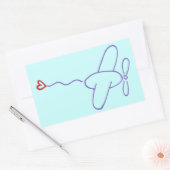 Sticker Rectangulaire Avion avec coeur (Enveloppe)