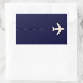 Sticker Rectangulaire avion de voyage avec ligne pointillée (Sac)