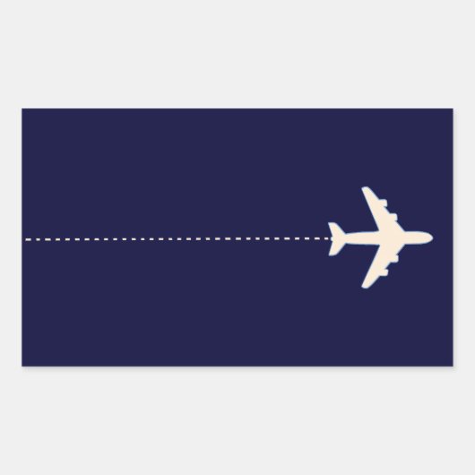 Sticker Rectangulaire avion de voyage avec ligne pointillée (Devant)