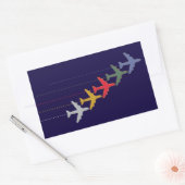 Sticker Rectangulaire avions de voyage colorés (Enveloppe)