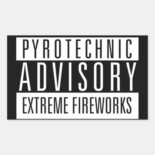 Sticker Rectangulaire Avis Pyrotechnique - Feux d'artifice extrêmes (Devant)