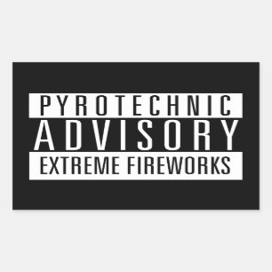 Sticker Rectangulaire Avis Pyrotechnique - Feux d'artifice extrêmes