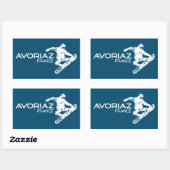 Sticker Rectangulaire Avoriaz France Snowboardeur (Feuille)