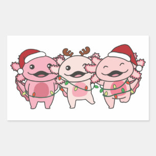 Sticker Rectangulaire Axolotl Noël Animaux doux Axolotls