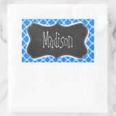 Sticker Rectangulaire Azure Blue Quatrefoil ; Retro Chalkboard (Sac)