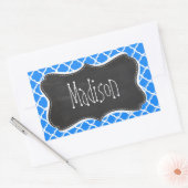 Sticker Rectangulaire Azure Blue Quatrefoil ; Retro Chalkboard (Enveloppe)