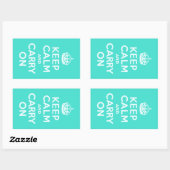 Sticker Rectangulaire Azure et Turquoise Gardez le calme et poursuivez (Feuille)
