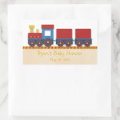 Sticker Rectangulaire Baby Boy Shower : Train Jaune, Rouge & Bleu (Sac)