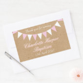 Sticker Rectangulaire Baby Bunting Pink Baptême Christening Favoriser (Enveloppe)