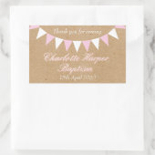 Sticker Rectangulaire Baby Bunting Pink Baptême Christening Favoriser (Sac)