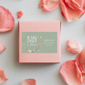 Sticker Rectangulaire Baby in Bloom Sage Green Baby shower botanique